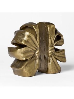 2pc Metal Bow Bookends Brass Gold - Threshold designed with Studio McGee NEW